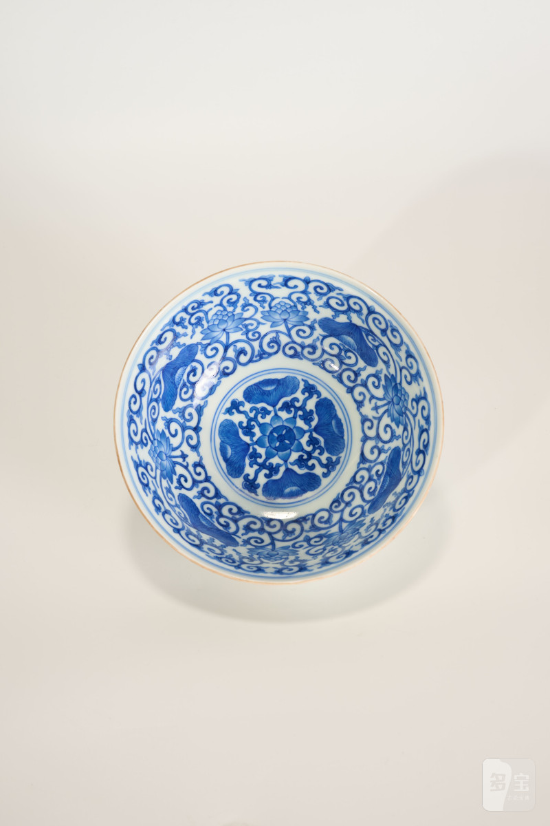 Lot839 清光绪 外粉彩内青花松鹤纹碗 - 图6
